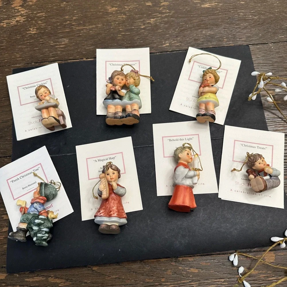 Studio Hummel Goebel Christmas Ceramic Ornaments 7 Pc Vintage 1991 NEW